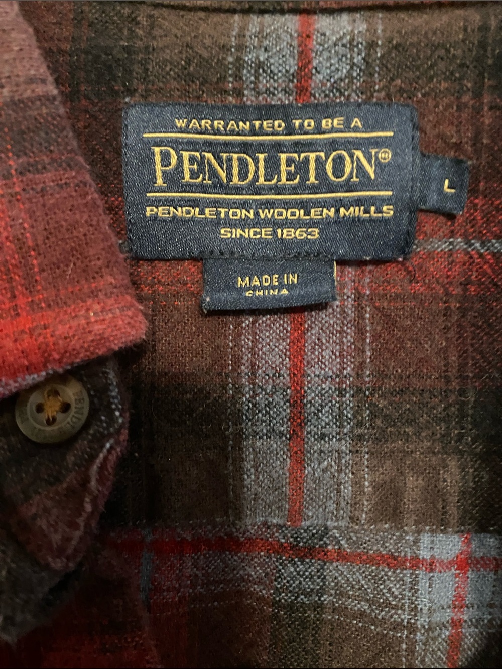 Pendleton Red and Brown Plaid Button-Up Shirt - Picture 2 of 9
